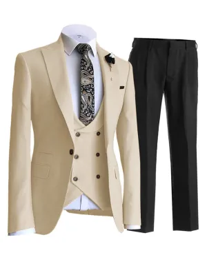 3 Pieces Mens Suit Design Slim Fit Peak Lapel Tuxedos  (Blazer vest Pants)