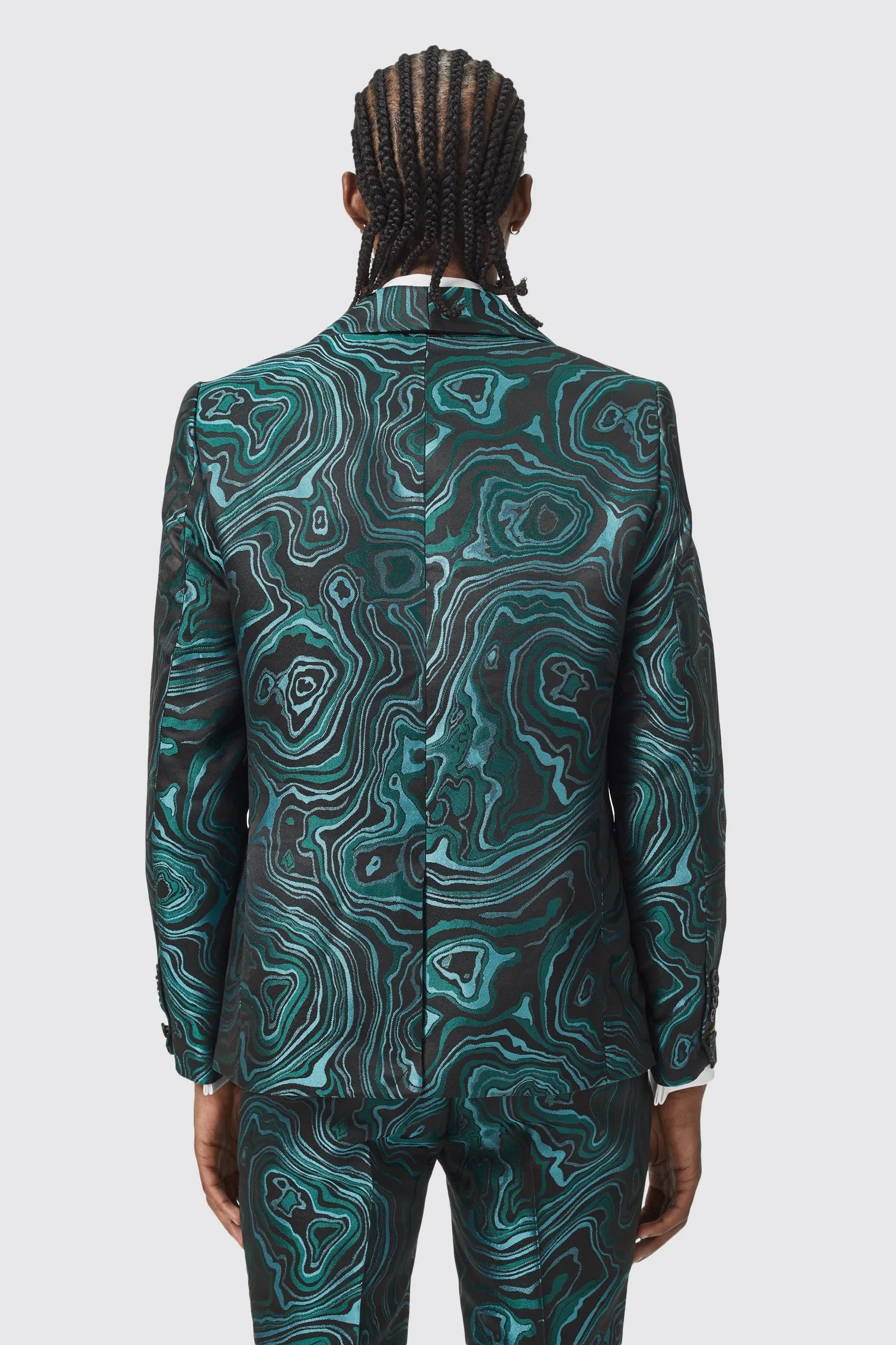 Adichie Slim Fit Green Jacquard Suit