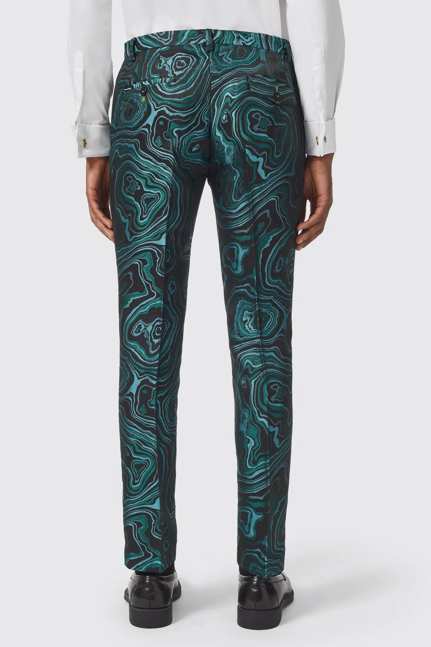 Adichie Slim Fit Green Jacquard Suit
