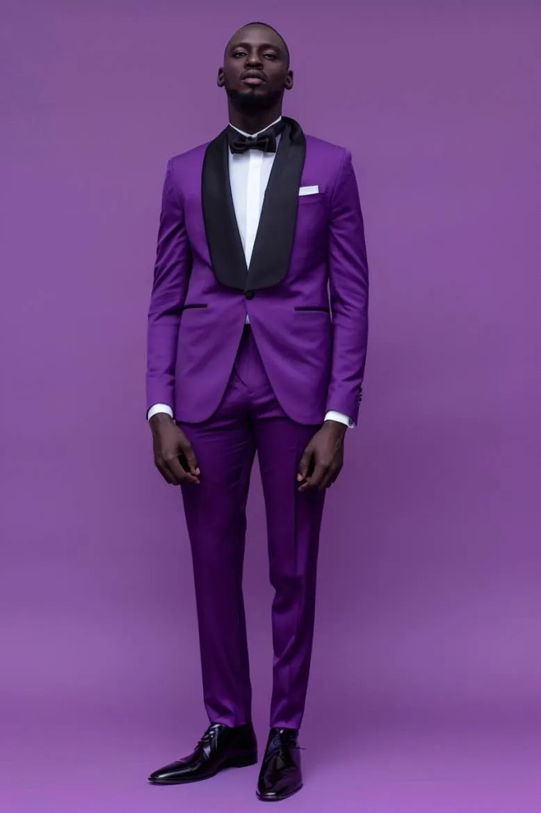 Austin  Royal Gentleman Purple slim Fit Men Tuxedos Suit
