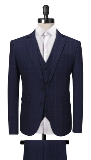 Blue Window Pane 3-Piece Suit