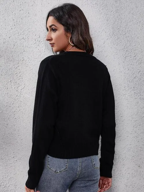 Color Block Button Up Long Sleeve Cardigan