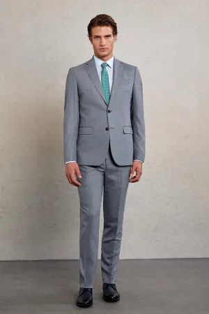 Comfort Fit Notch Lapel Gray Wool Blend Classic Suit