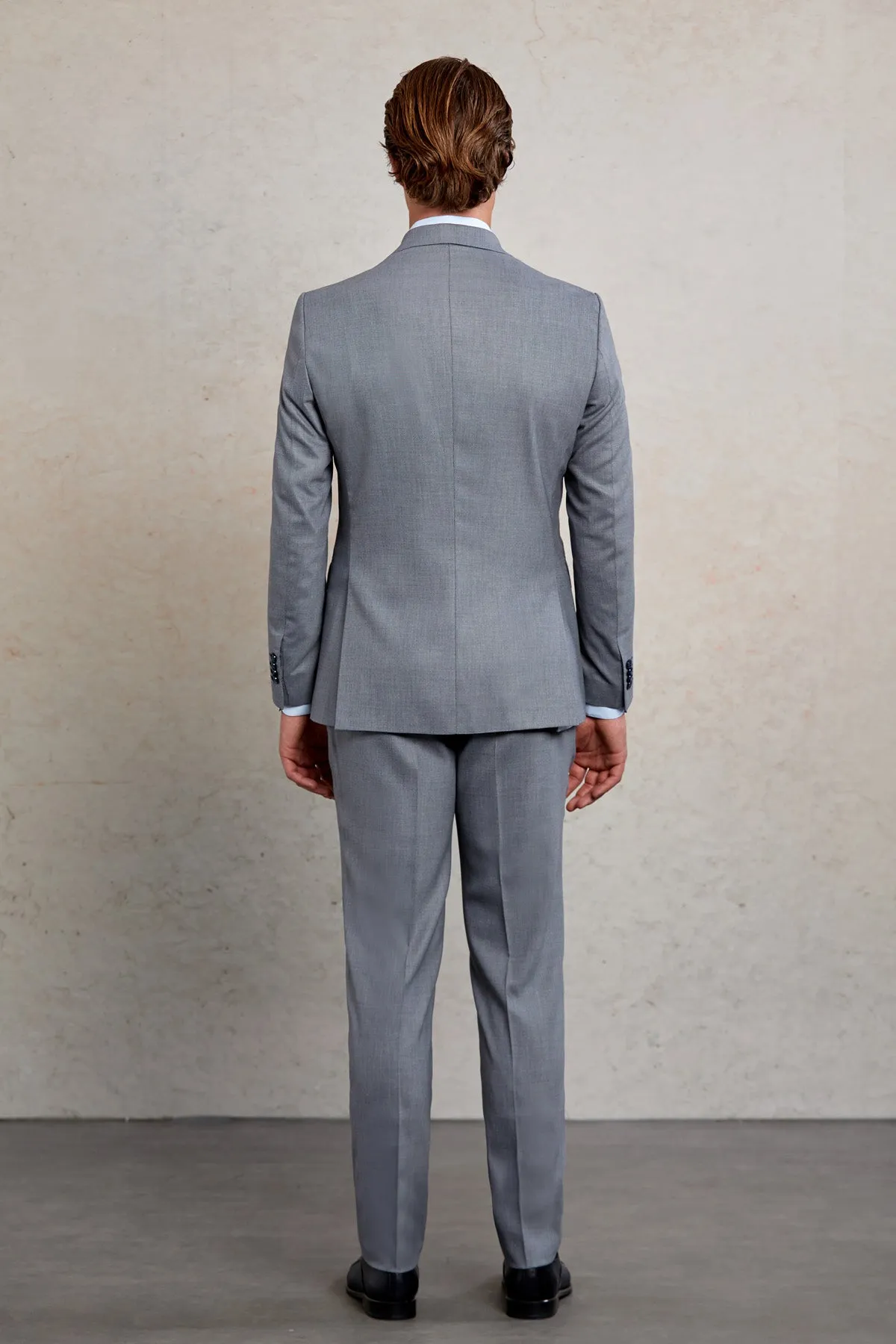 Comfort Fit Notch Lapel Gray Wool Blend Classic Suit