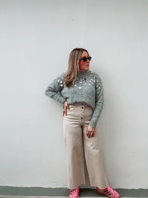 Cream Wide Leg Pants