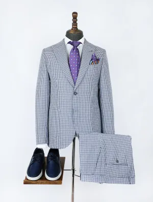 Cyan Blue Pure Linen Men Summer Suit
