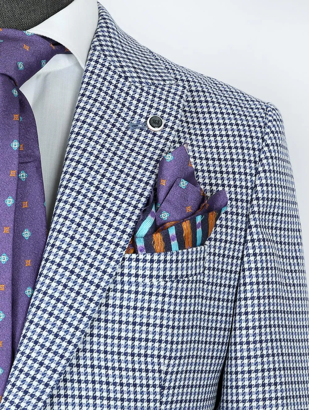 Cyan Blue Pure Linen Men Summer Suit