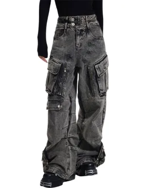 Destiny's Child Grey Y2k Cargo Baggy Jeans