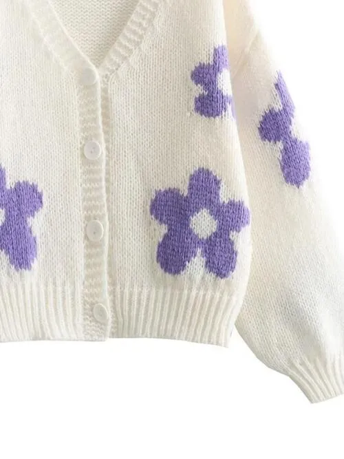 Chic Floral V-Neck Button-Up Cardigan