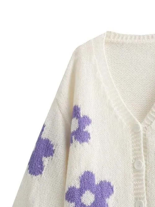 Chic Floral V-Neck Button-Up Cardigan