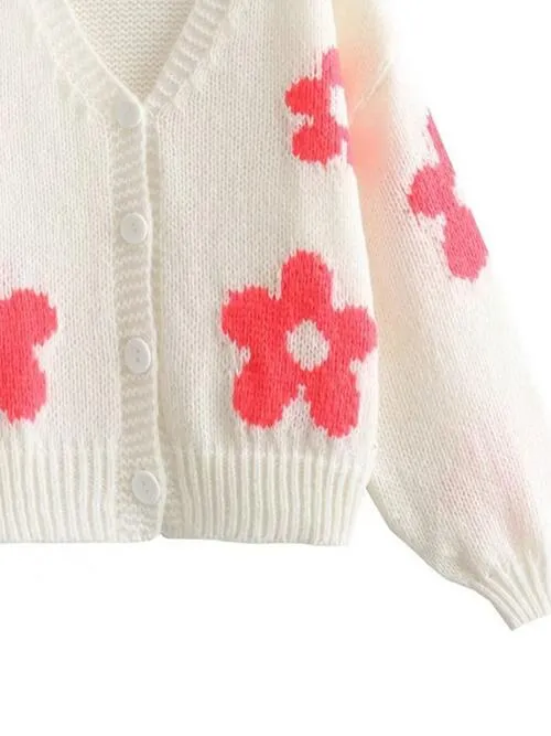 Chic Floral V-Neck Button-Up Cardigan