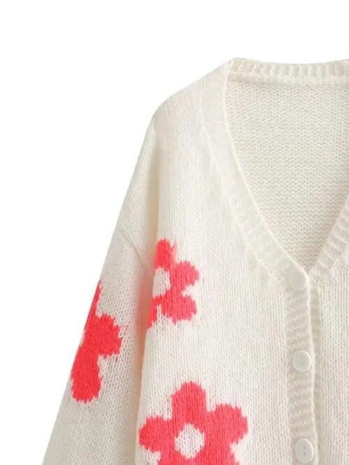 Chic Floral V-Neck Button-Up Cardigan