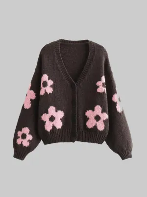 Chic Floral V-Neck Button-Up Cardigan