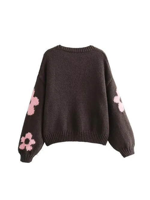 Chic Floral V-Neck Button-Up Cardigan