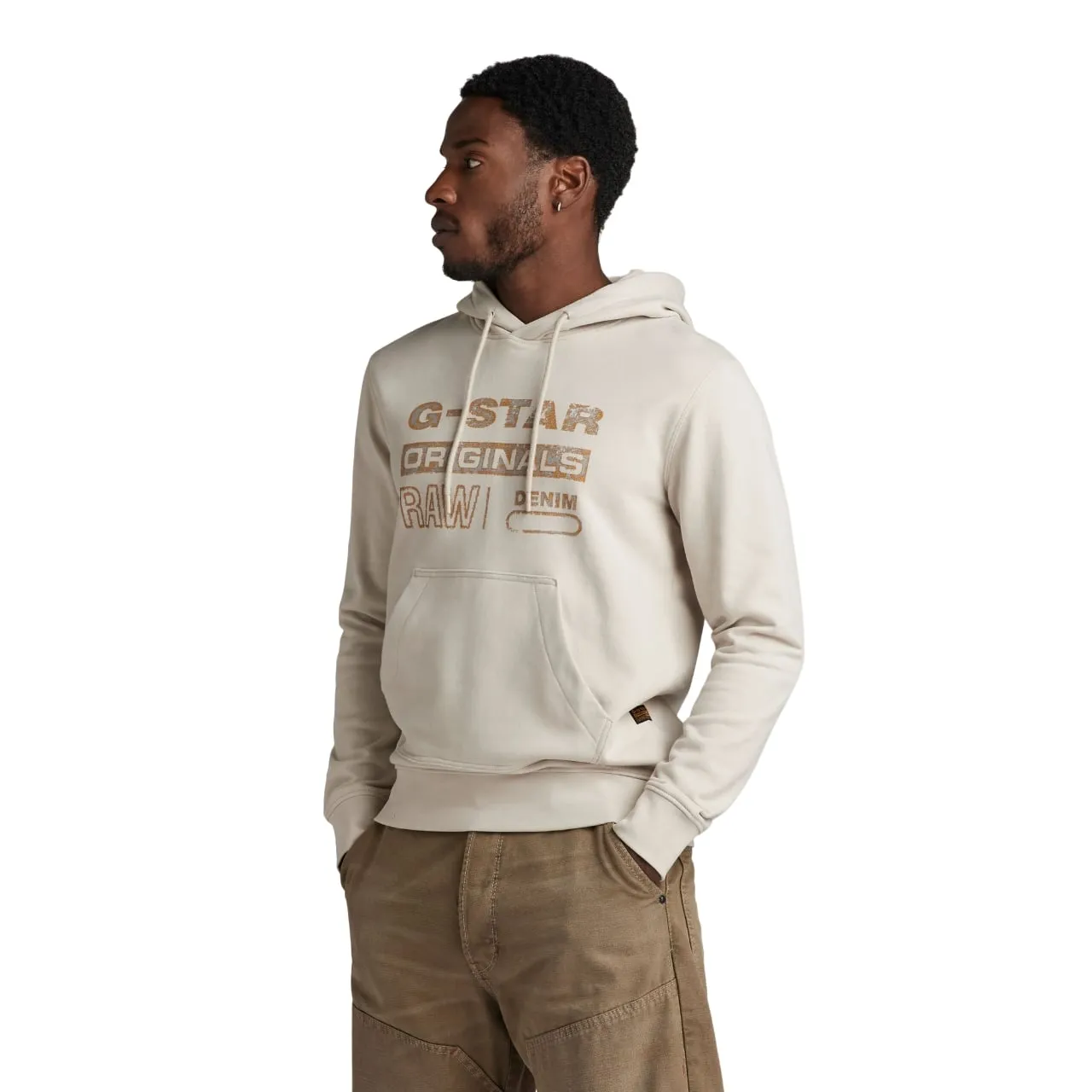 G-Star Men's Distressed Origionals Hooded Sweater