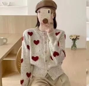 Adorable Kiana Woolen Sweater with Charming Heart Detail