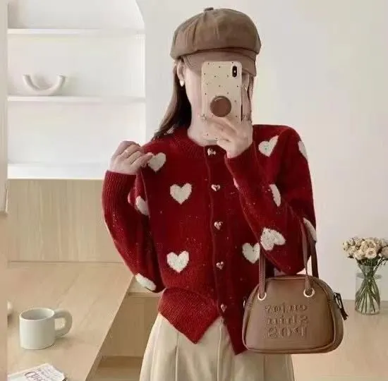 Adorable Kiana Woolen Sweater with Charming Heart Detail