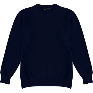 Navy Blue Mens Knit Classic Crew Neck Sweater