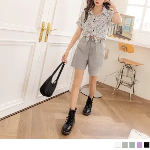 PURE COLOR COTTON A-LINE WIDE LEG SHORTS