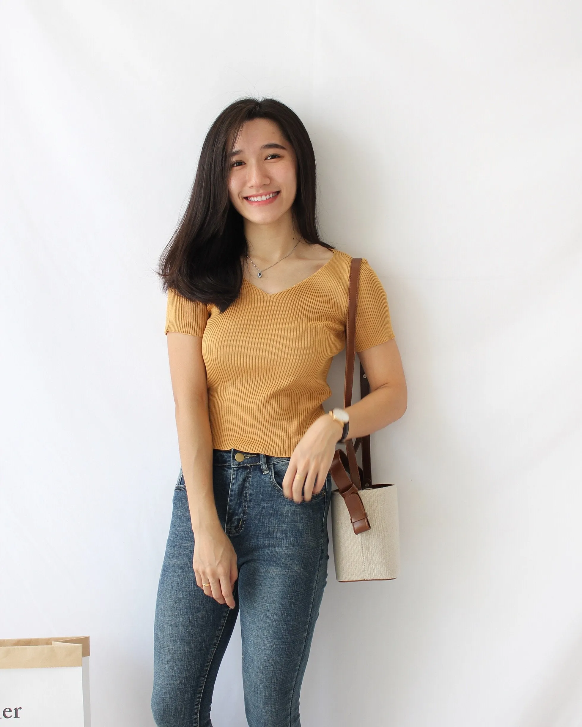 Ribbed V Neck Top