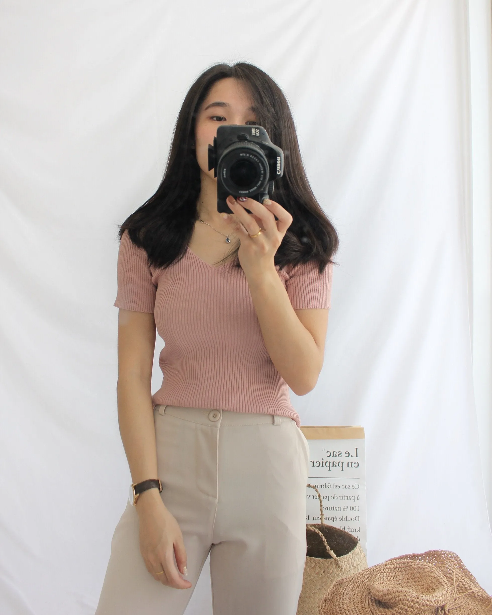 Ribbed V Neck Top