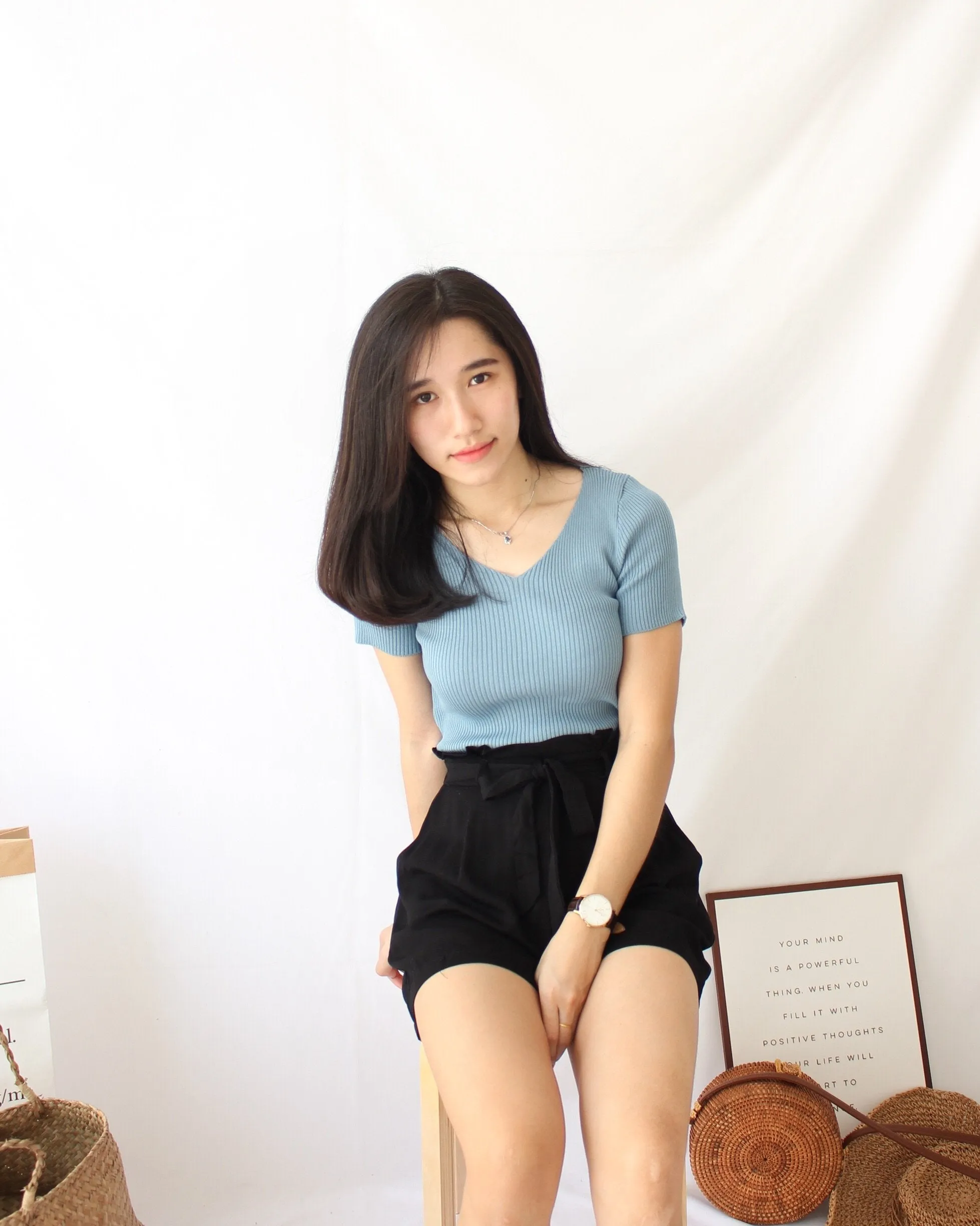Ribbed V Neck Top