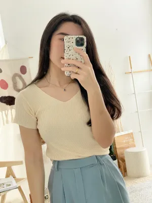 Ribbed V Neck Top