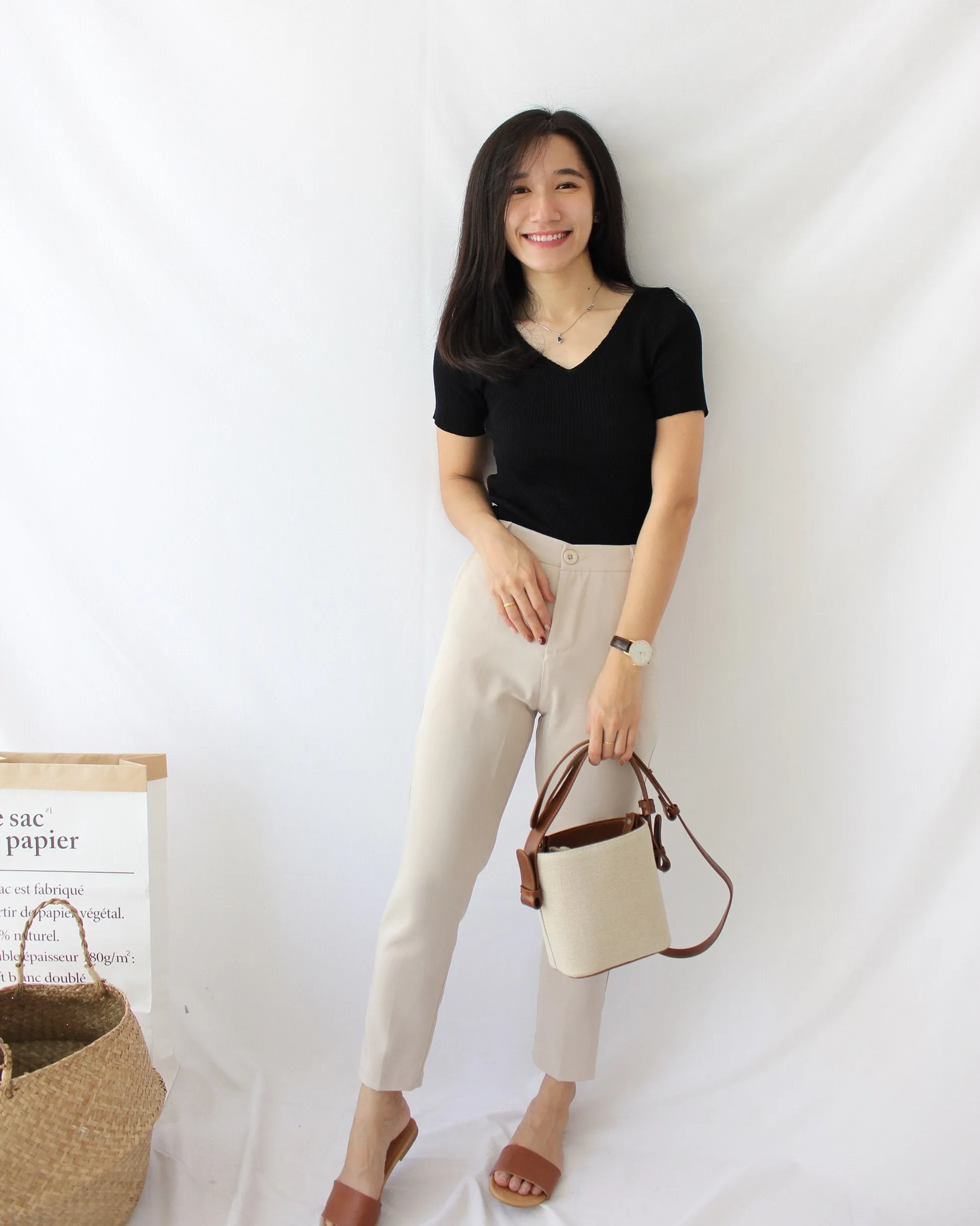 Ribbed V Neck Top