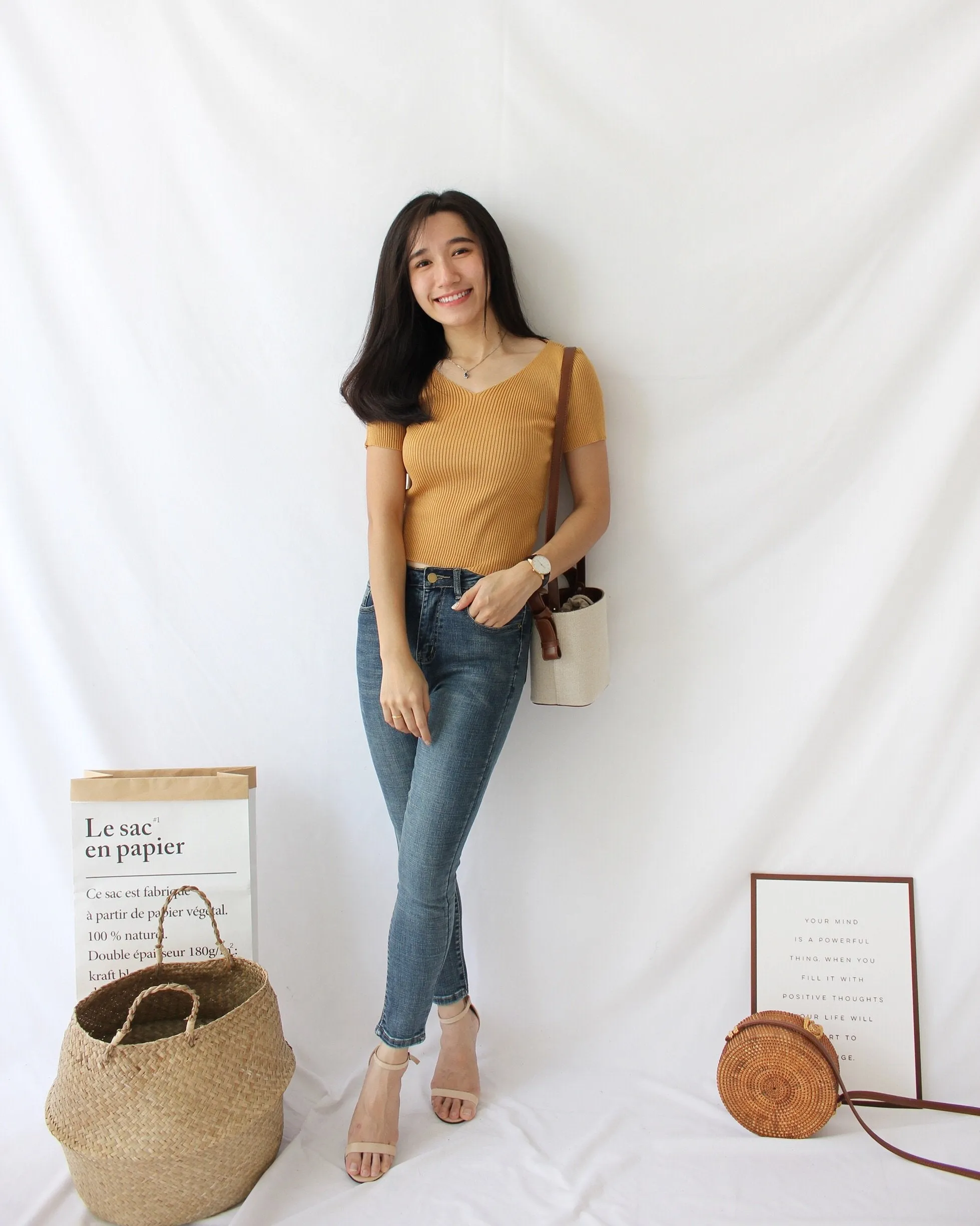 Ribbed V Neck Top