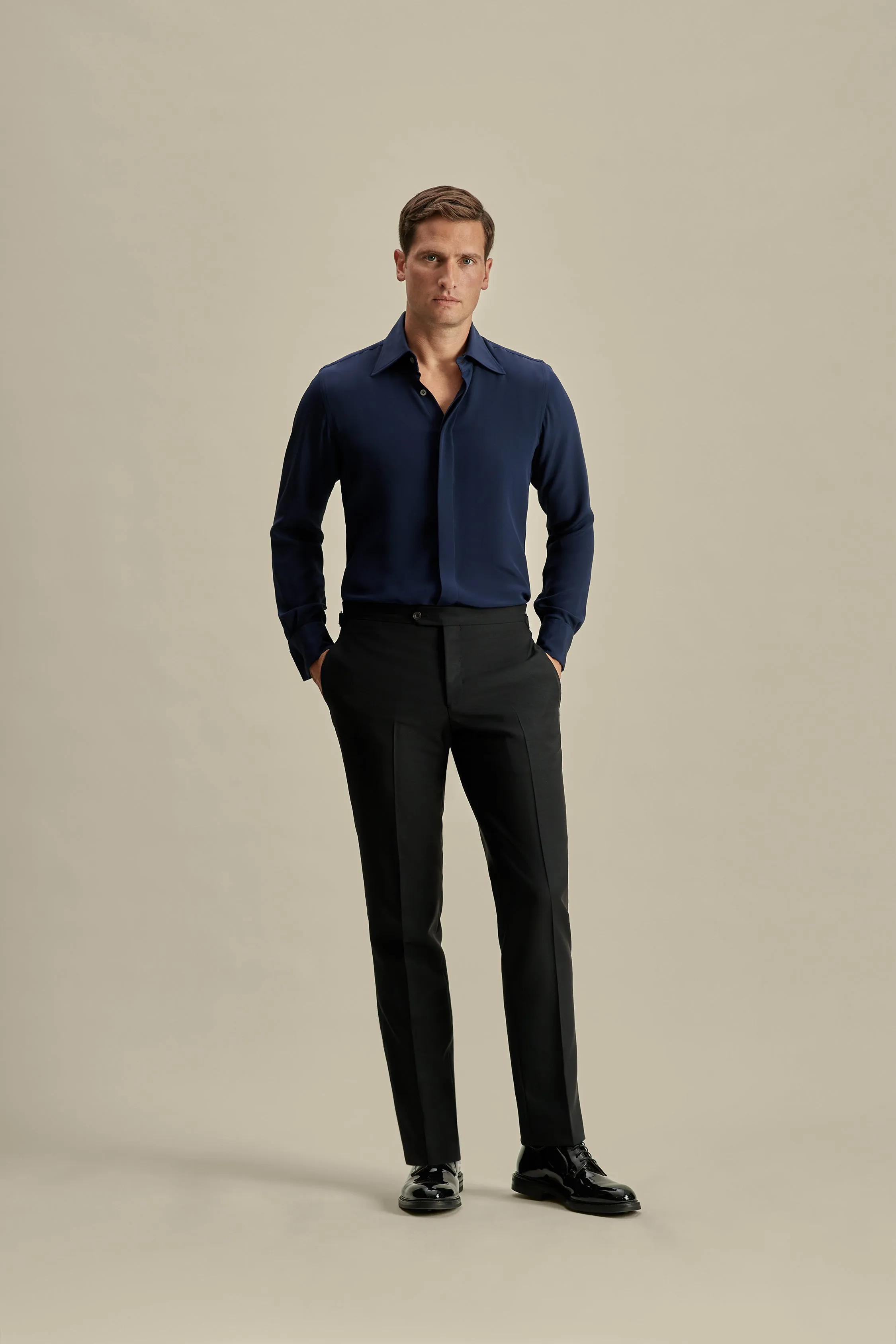 Silk Lecce Collar Fly Front Shirt
