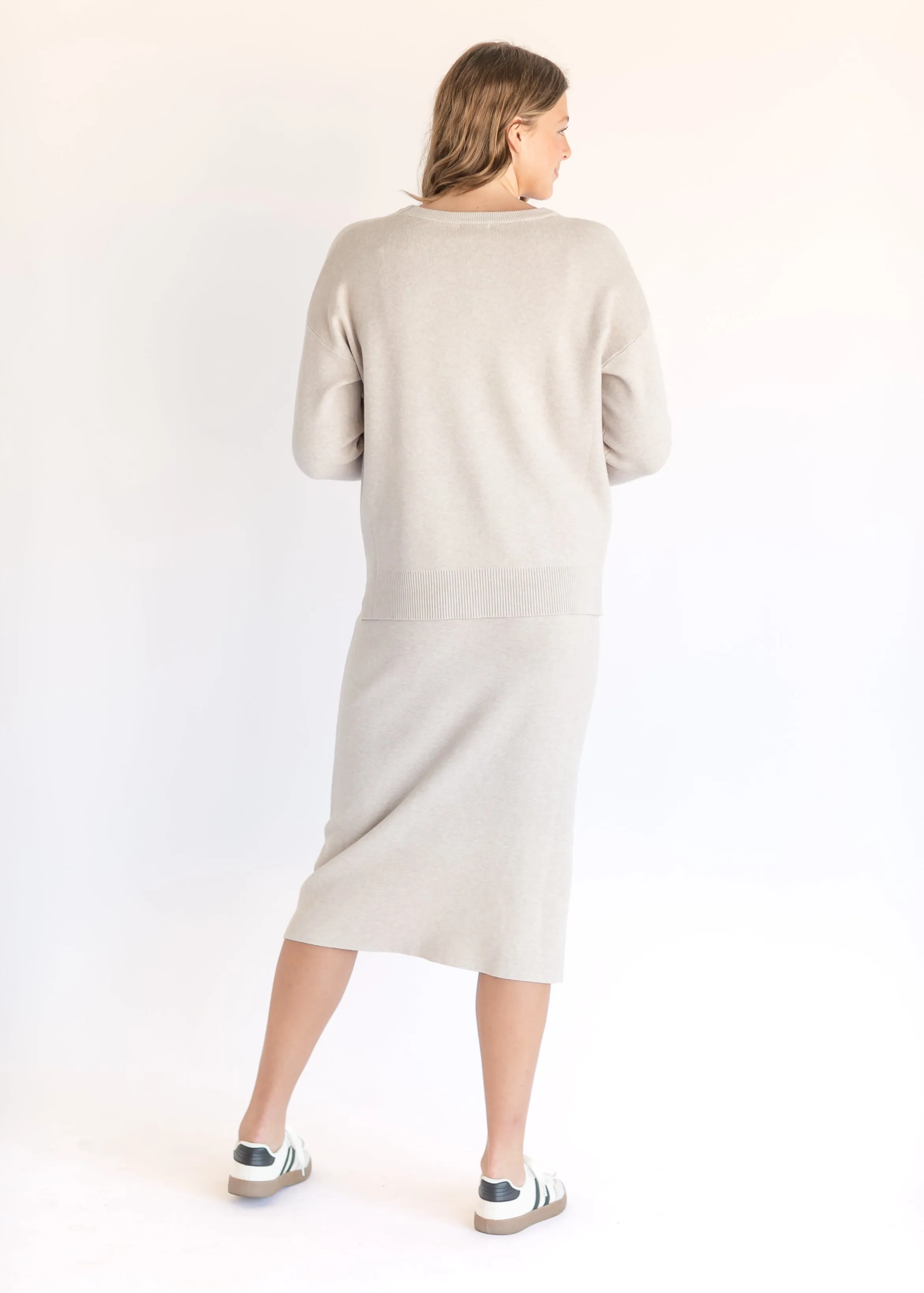 Soft Touch Drop Shoulder Sweater Skirt Set