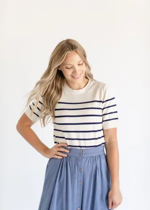 Soft Touch Striped Short Sleeve Top
