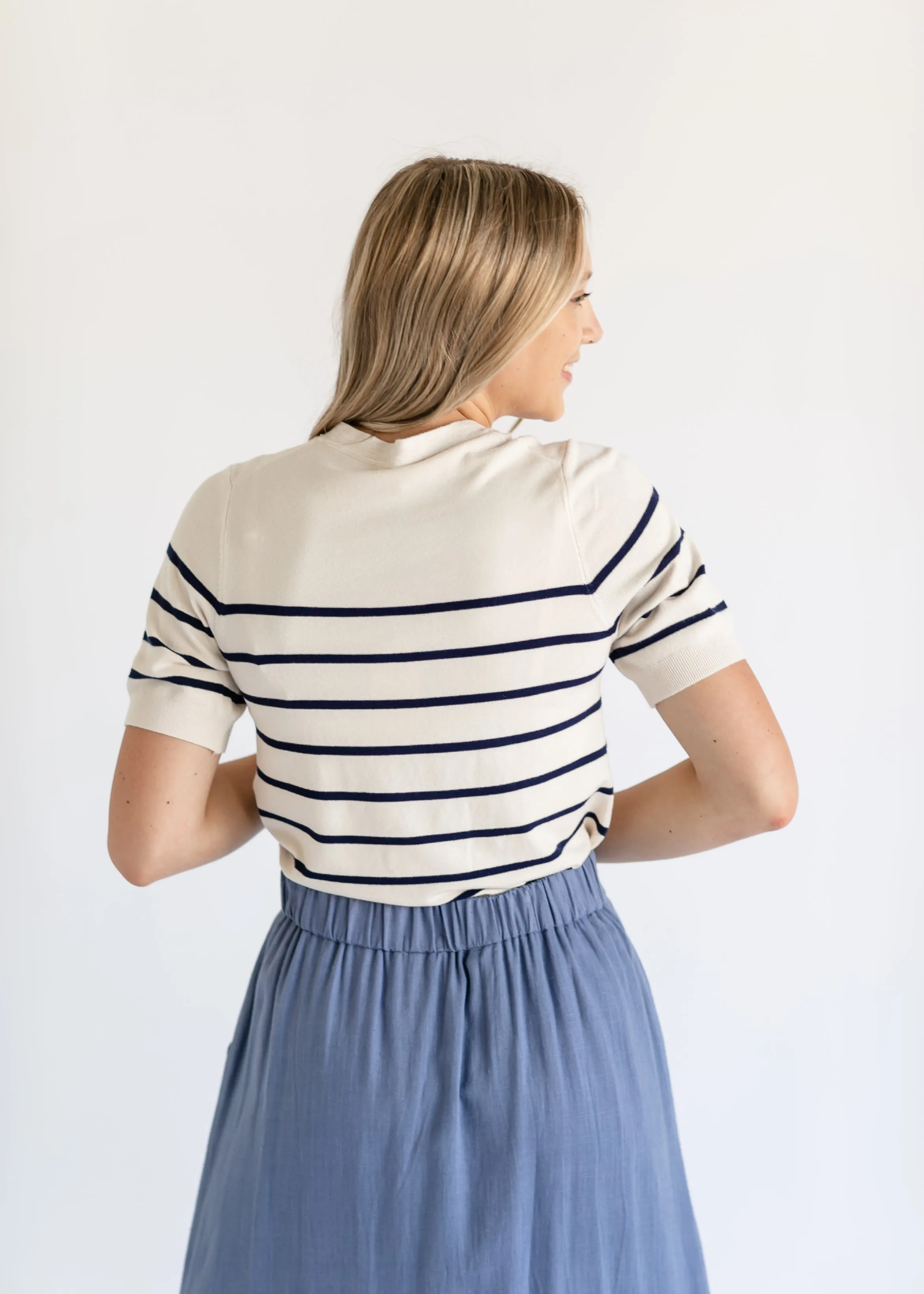 Soft Touch Striped Short Sleeve Top