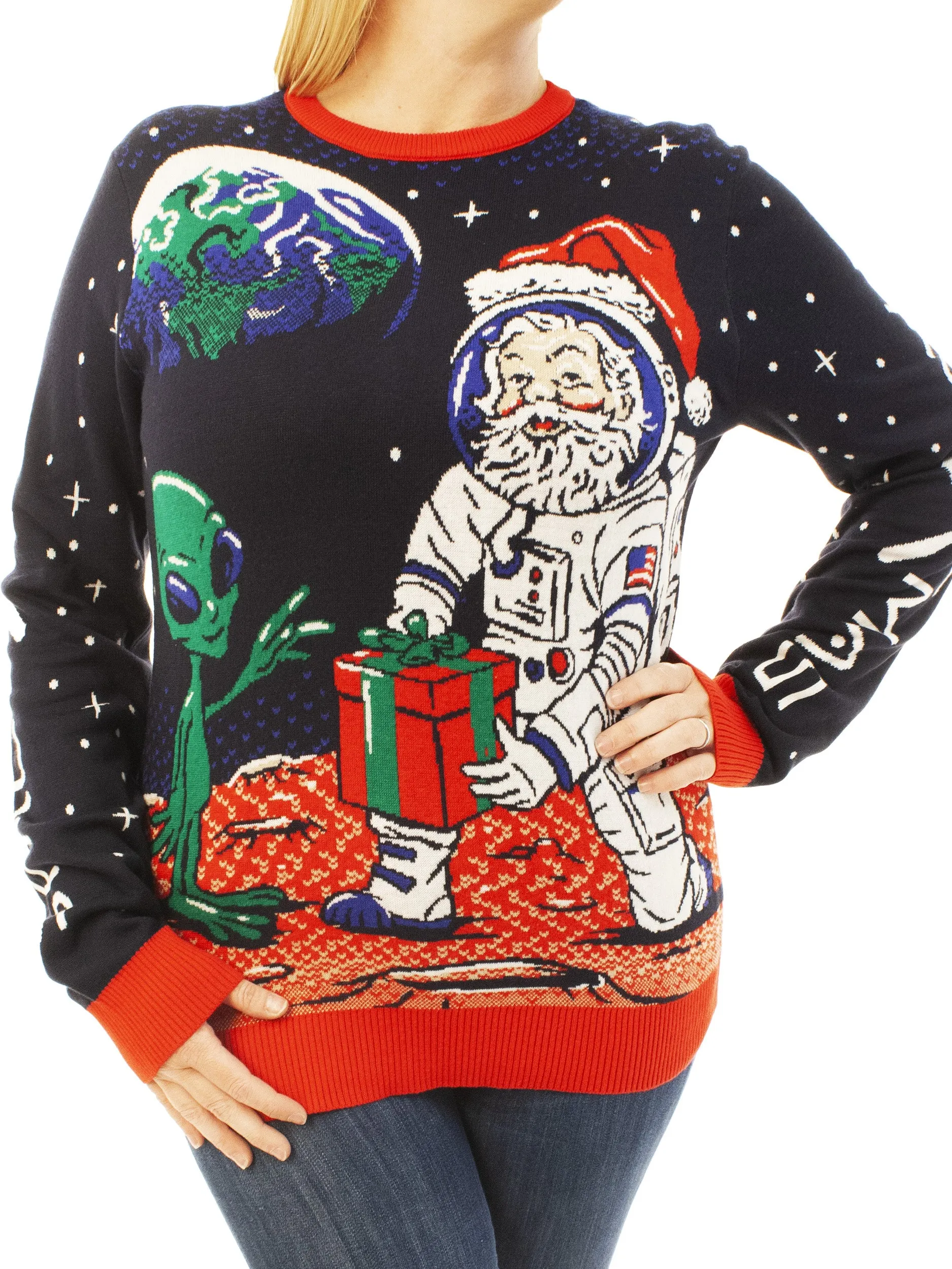Space Xmas Santa | Ugly Christmas Sweater For Men & Women | Unisex Sizing