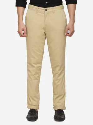 Taupe Solid Uno Fit Casual Trouser | JadeBlue