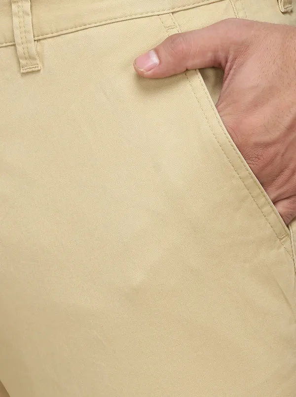Taupe Solid Uno Fit Casual Trouser | JadeBlue
