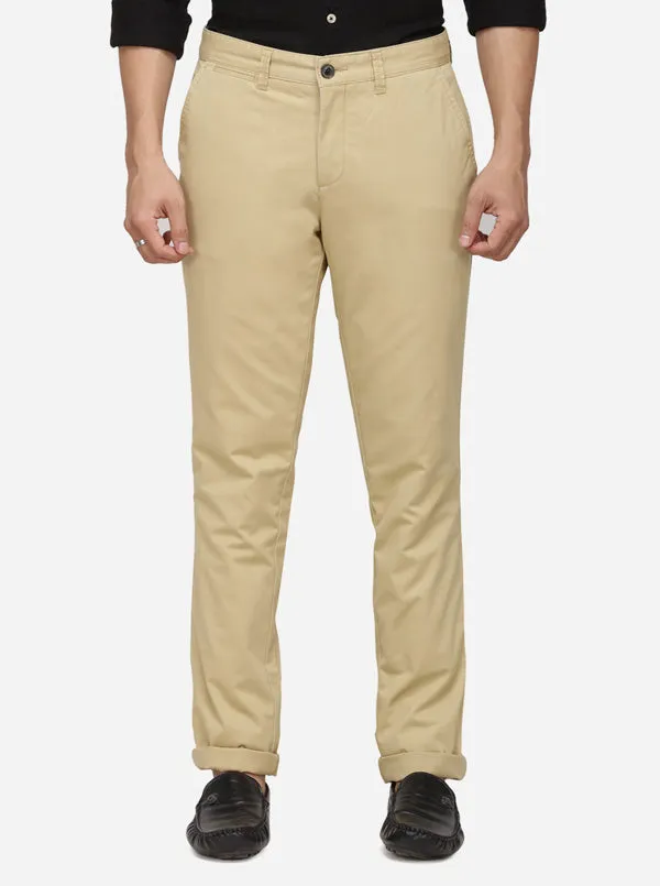 Taupe Solid Uno Fit Casual Trouser | JadeBlue