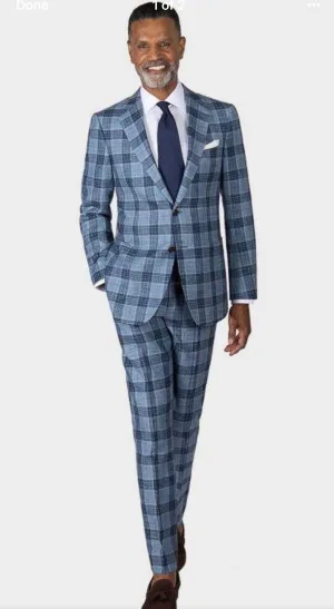 Terry Blue Set Blazer Linen Suit