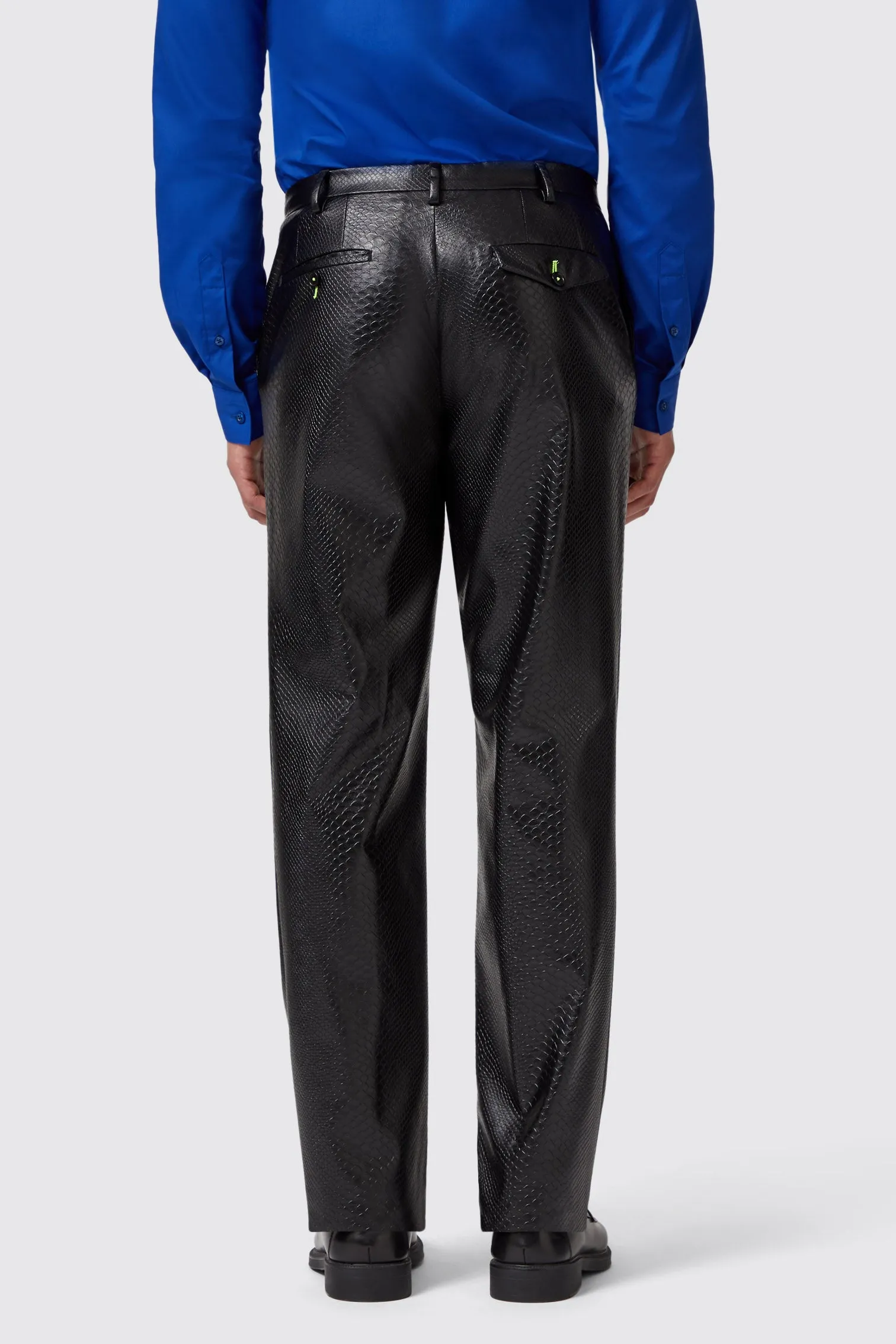 Trinity Slim Fit Faux Leather Snakeskin Trousers