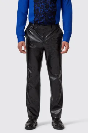 Trinity Slim Fit Faux Leather Snakeskin Trousers