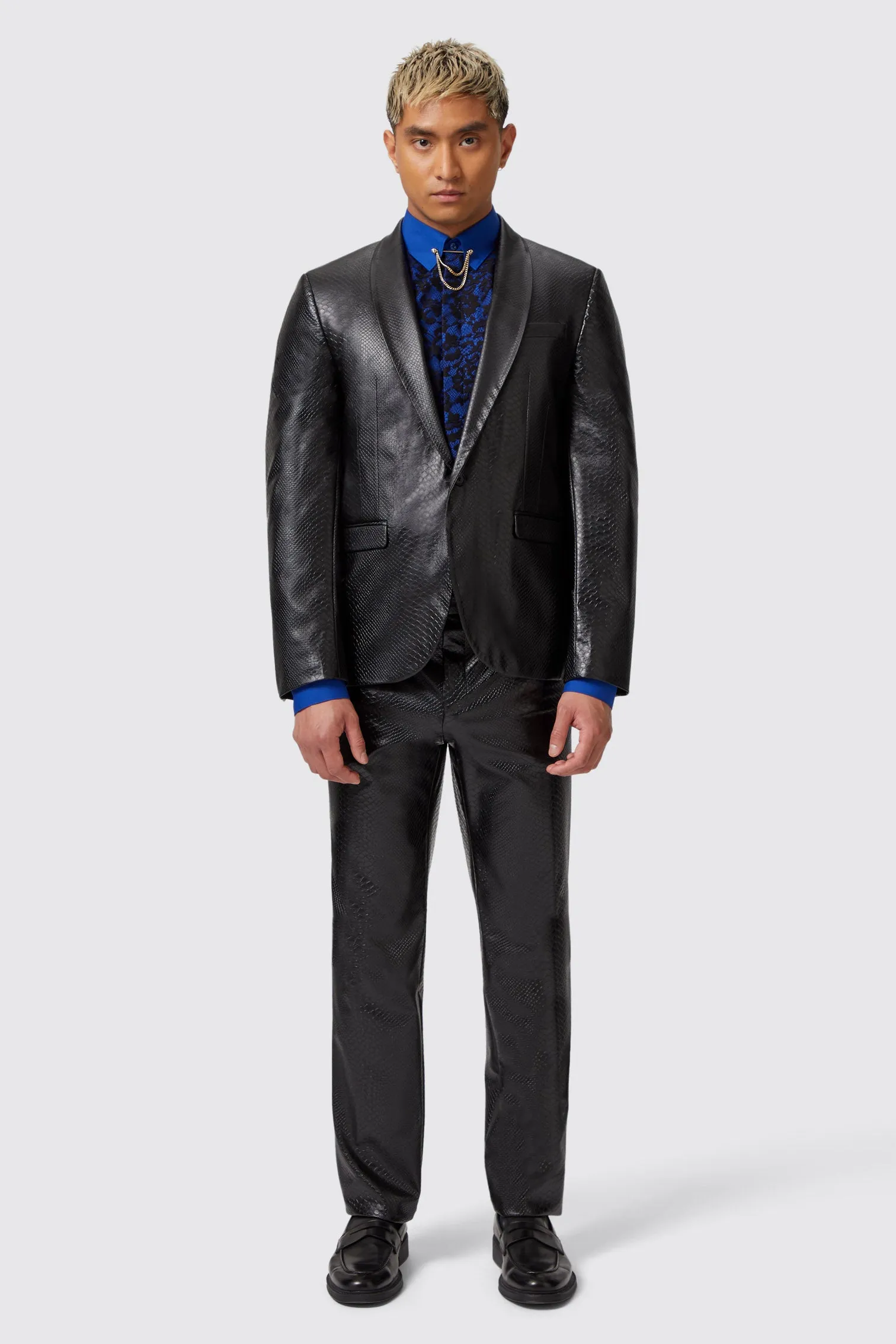 Trinity Slim Fit Faux Leather Snakeskin Trousers